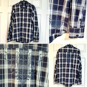 7 Diamonds-Long Sleeve Western Dress Shirt w/Embroidered Back & Side Hem-Sz L